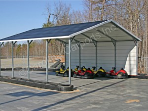 Boxed Eave Style Carport with One Side Closed
